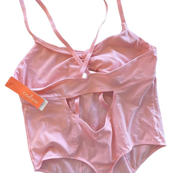 NEW COLSIE Balletcore Bodysuit Thong Pink Size XL Stretch Preppy One Piece - Picture 6 of 9